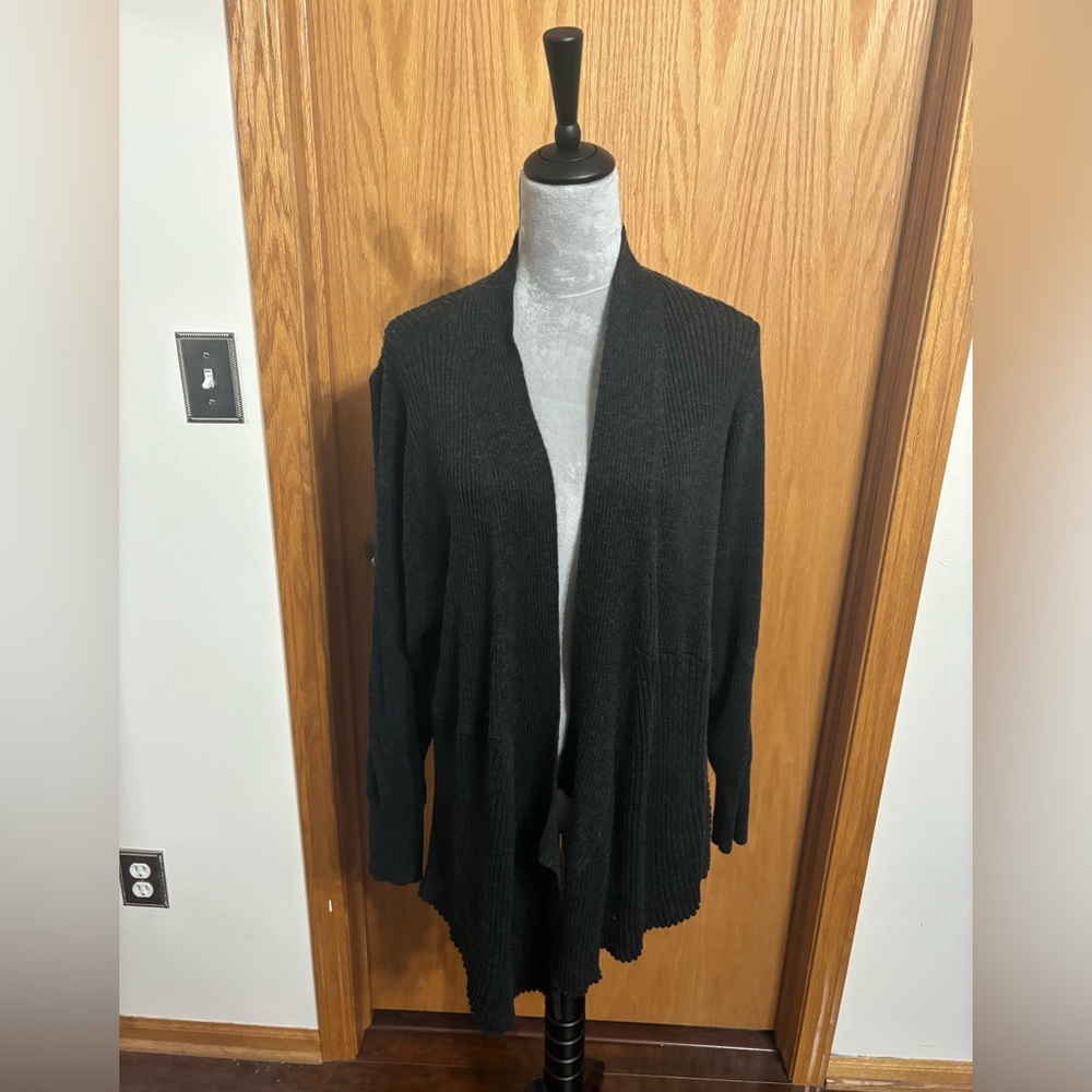 Eileen Fisher Charcoal Merino Wool Open Cardigan Size 3X